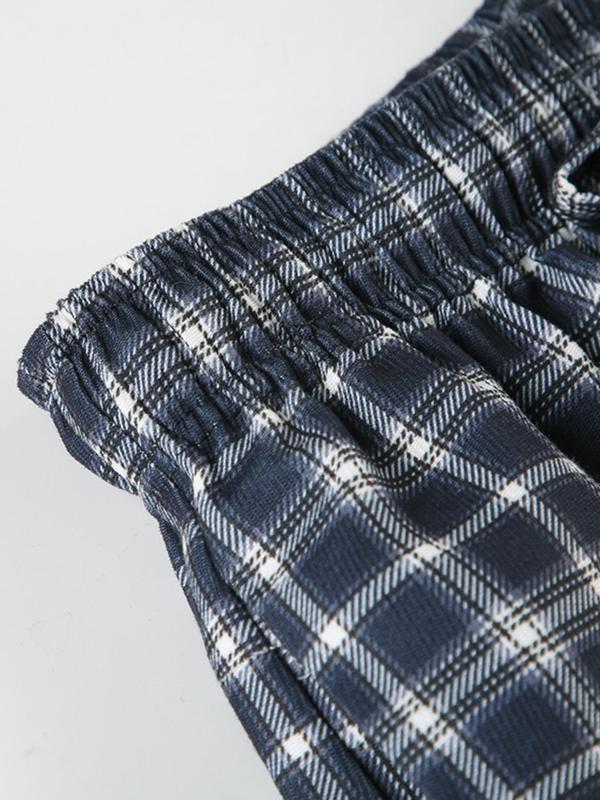 Women's Plaid Print Fake Buttons Drawstring Waist Pants, Y2K Fashion Comfy Straight Leg Trousers for Daily Wear, Ladies Bottoms for Spring & Fall